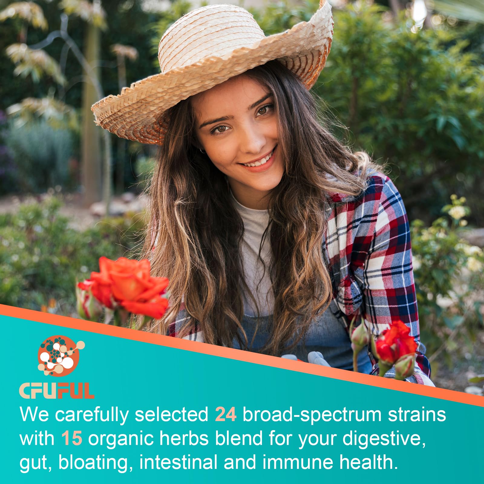Cfuful Probiotics 300 Billion CFU supplement on a wooden table
