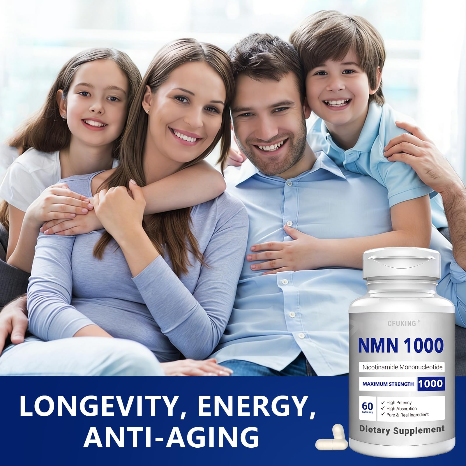 CFUKING NMN 1000MG Capsules with glass of water