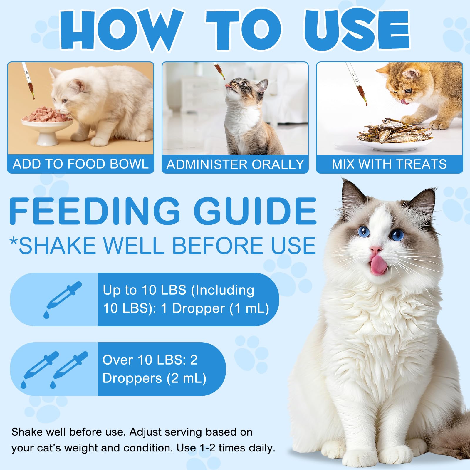 CFXYHNOX L-Lysine liquid drops for cats being administered