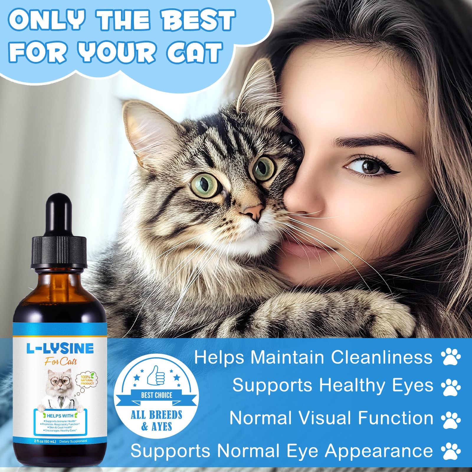 CFXYHNOX L-Lysine liquid drops for cats close-up view