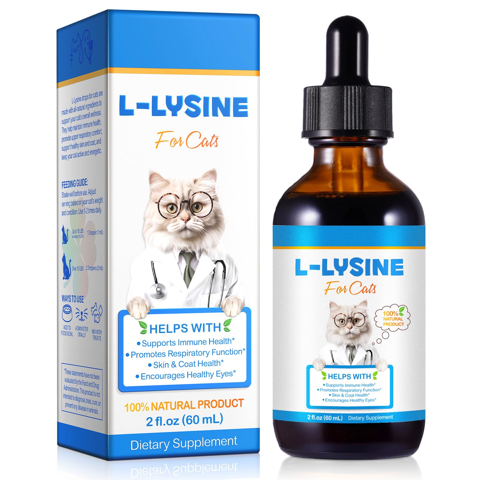 CFXYHNOX L-Lysine liquid drops for cats front view