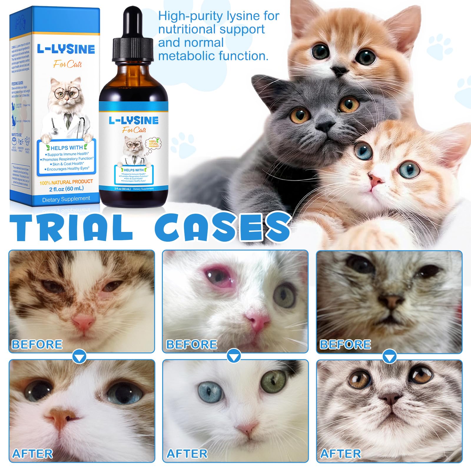 CFXYHNOX L-Lysine liquid drops for cats with wet food