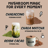Chaggaccino Mushroom Coffee packet with ingredients listed