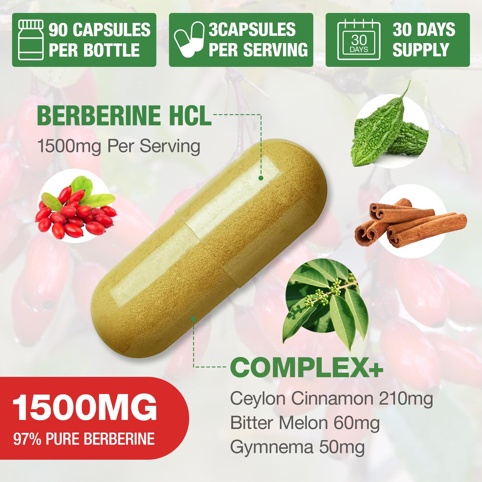 CHANUBITO 5 in 1 Purity Berberine Herbs Supplement side view