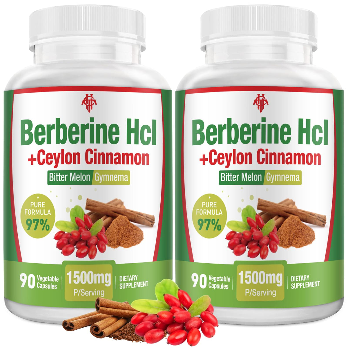 CHANUBITO Berberine with Ceylon Cinnamon 1500mg veggie capsules front view