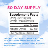 Charcocaps bottle with a measuring spoon showing dosage