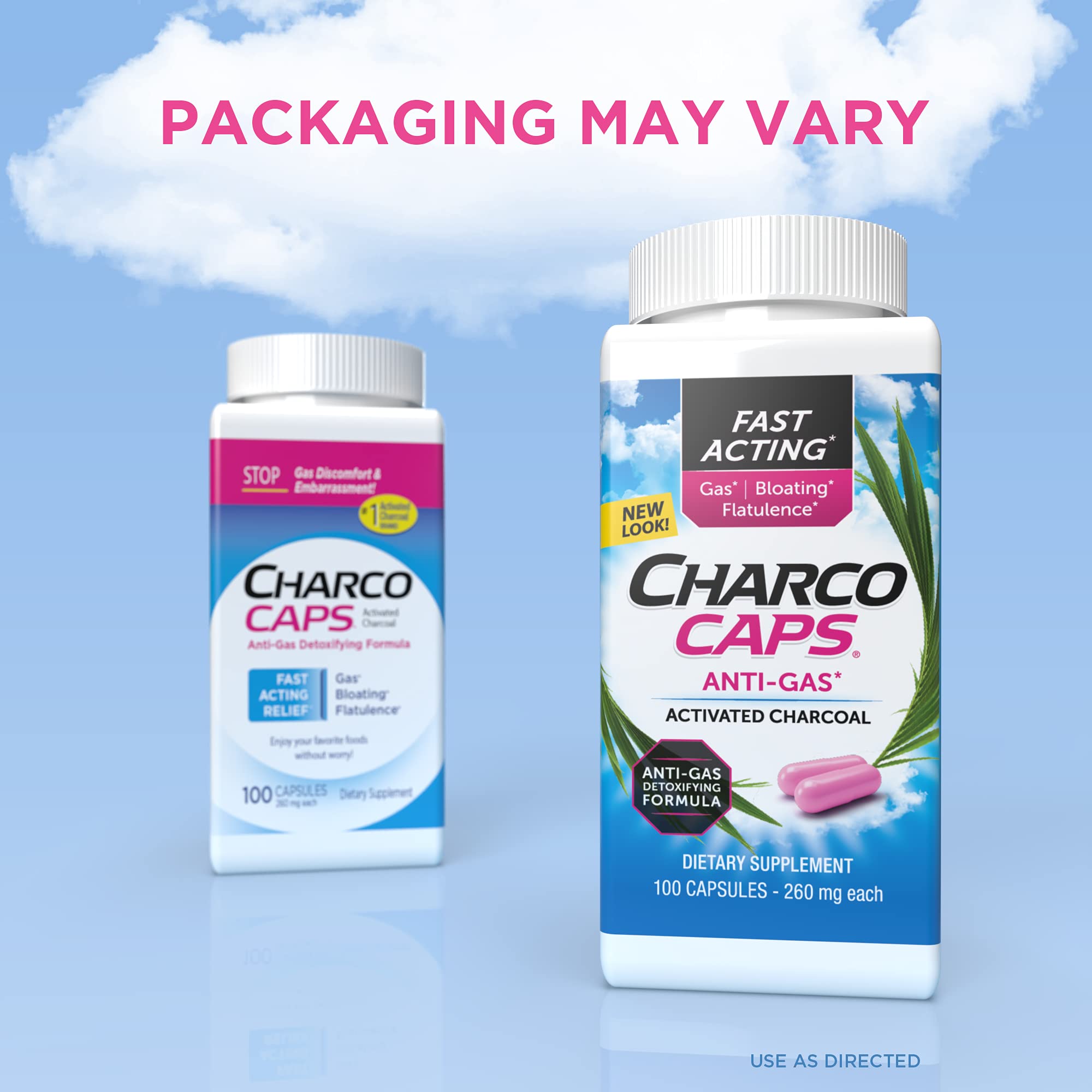 Charcocaps bottle with label showing 60 capsules