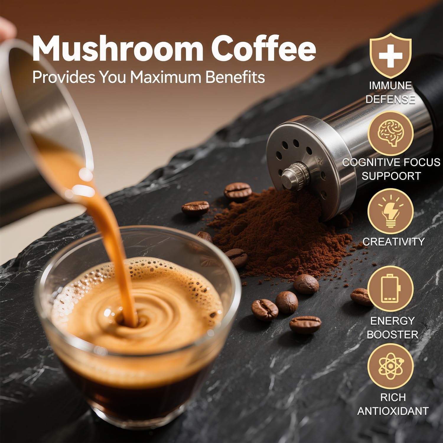 CHATTER PAWS Organic Mushroom Coffee 180g packaging details