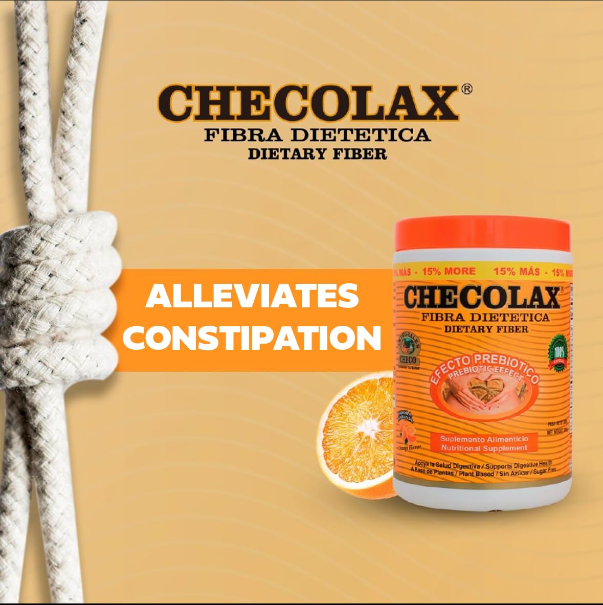 CHECOLAX Organic Fibre Supplement 128g scoop and powder