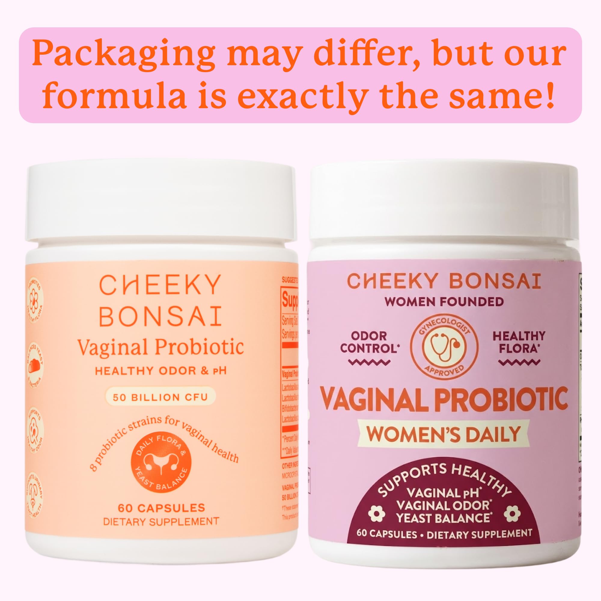 Cheeky Bonsai Vaginal Probiotic Capsules side view showing capsule size