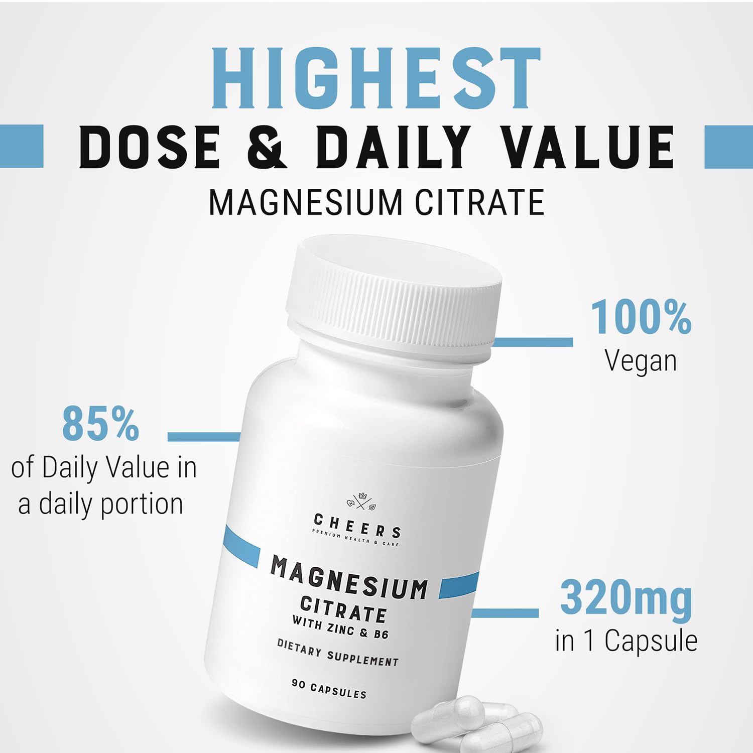 CHEERS Magnesium Citrate capsules close-up