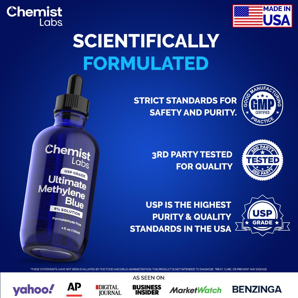 Chemist Labs Methylene Blue 1% Liquid Supplement graduated dropper