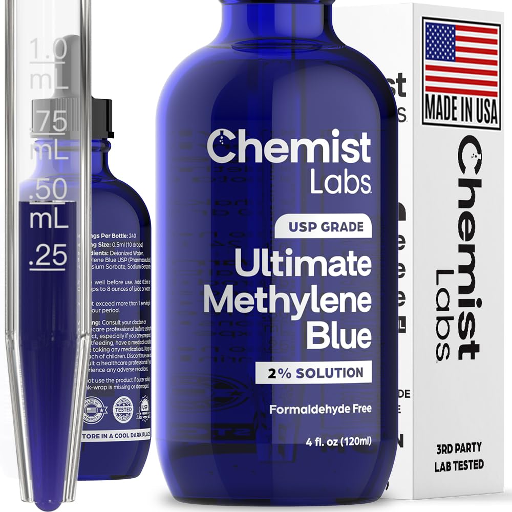 Chemist Labs Methylene Blue 2% Liquid Supplement 4oz bottle front view