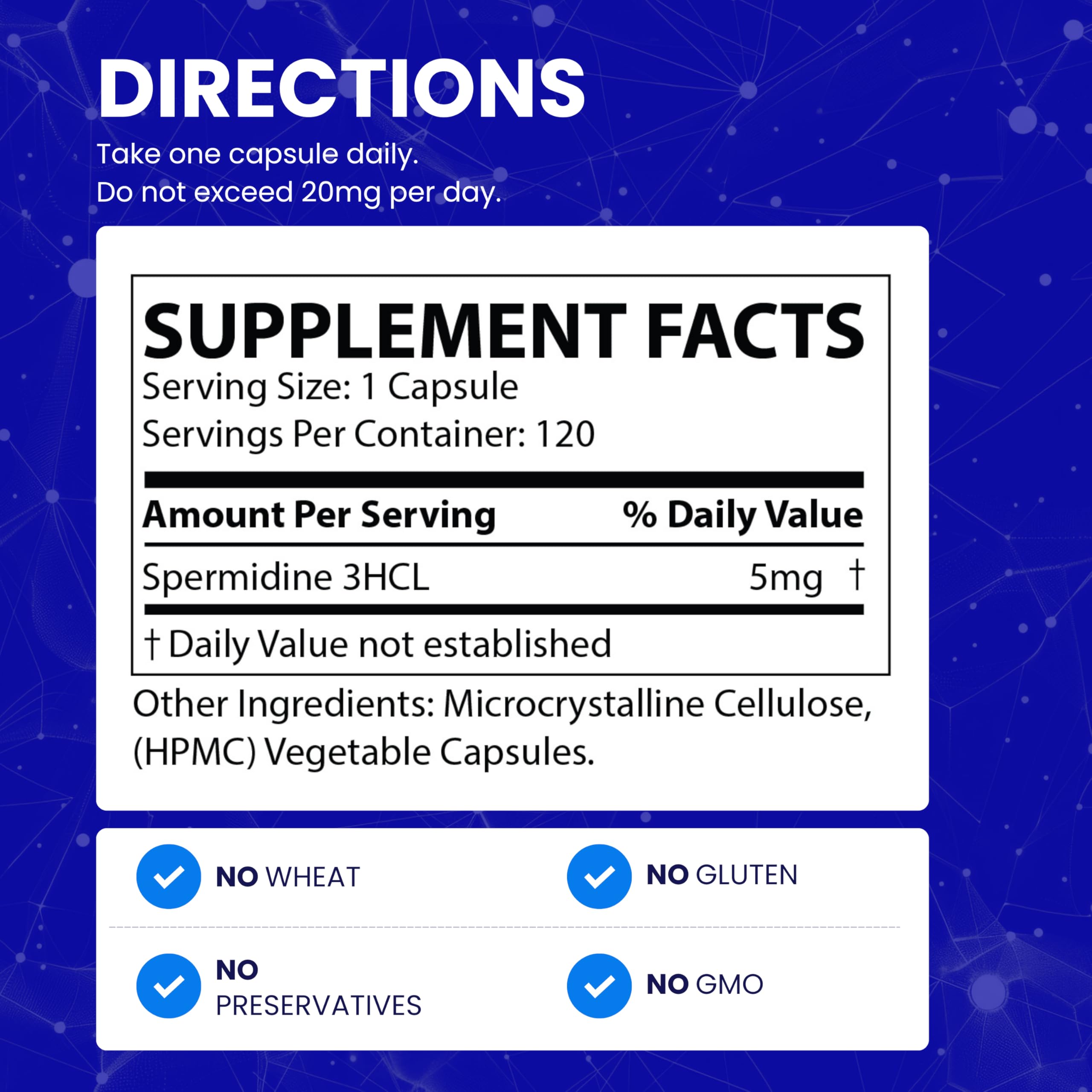 Chemist Labs Spermidine Supplement 100x Formula bottle with a calendar for daily use