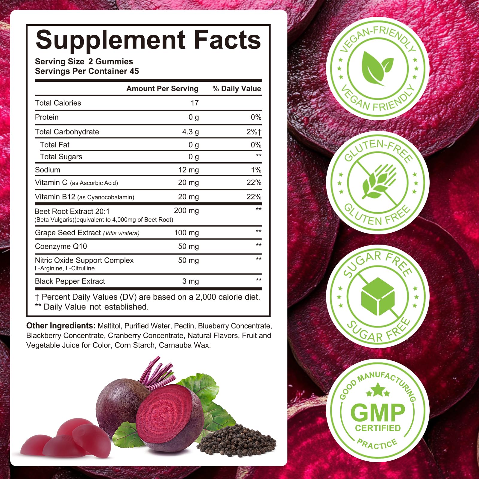 chenyayun Beet Root Gummies on a wooden table