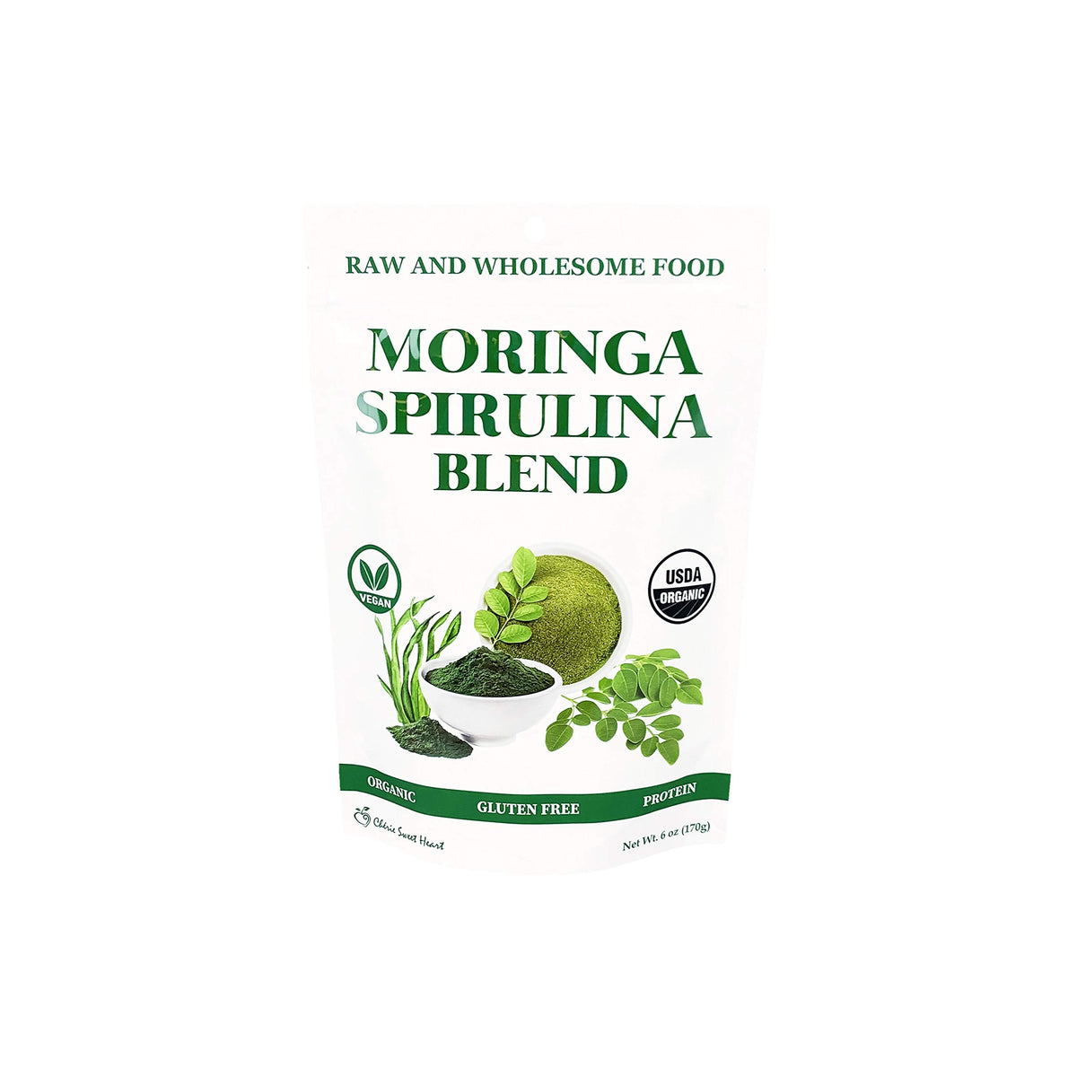Chérie Sweet Heart Organic Moringa & Spirulina Blend 6 oz front view
