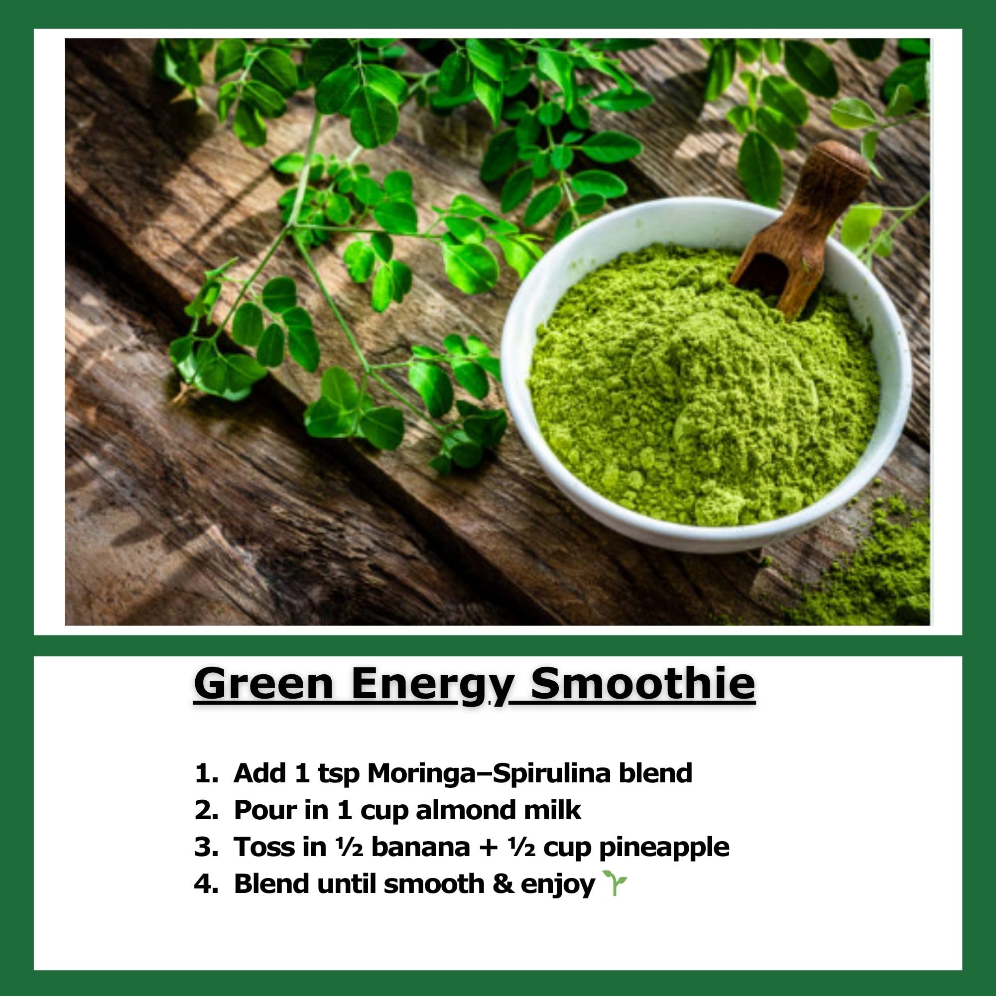 Chérie Sweet Heart Organic Moringa & Spirulina Blend being added to oatmeal