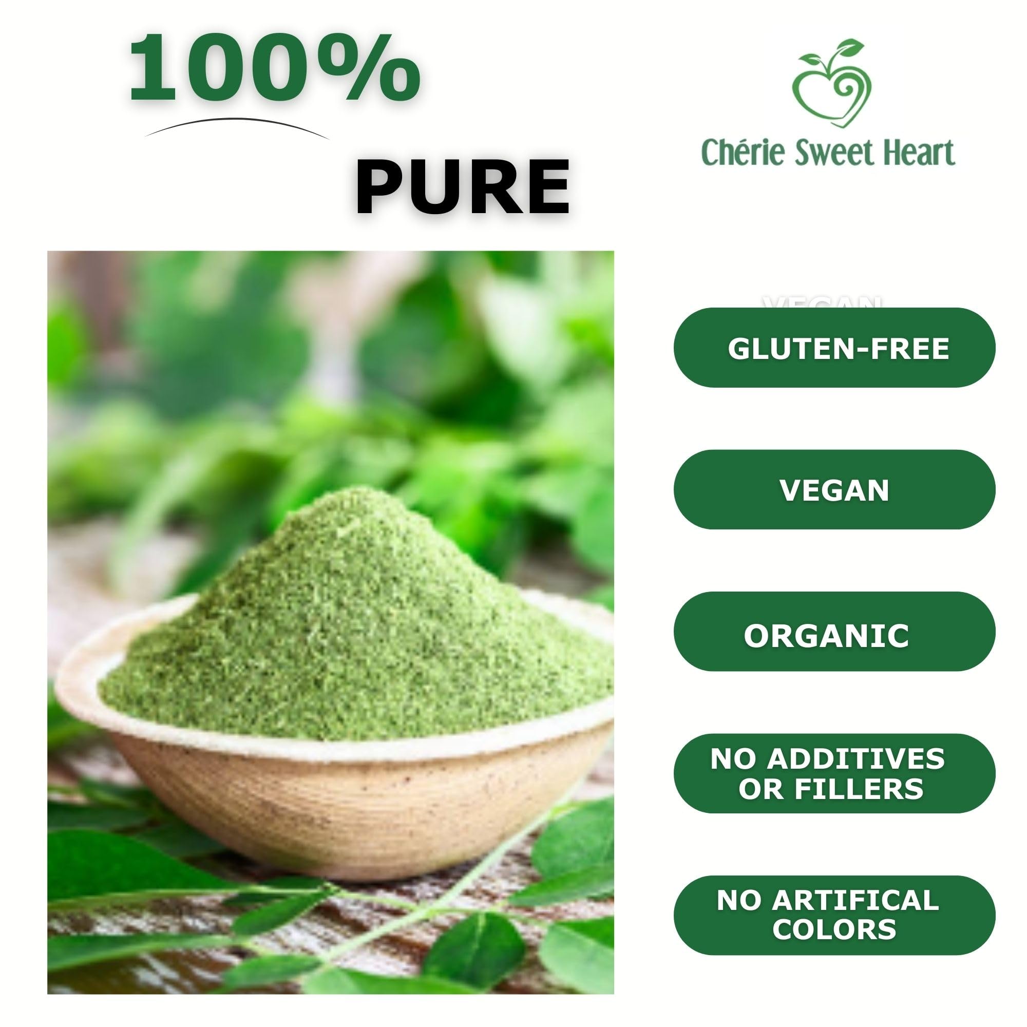 Chérie Sweet Heart Organic Moringa & Spirulina Blend ingredients close-up