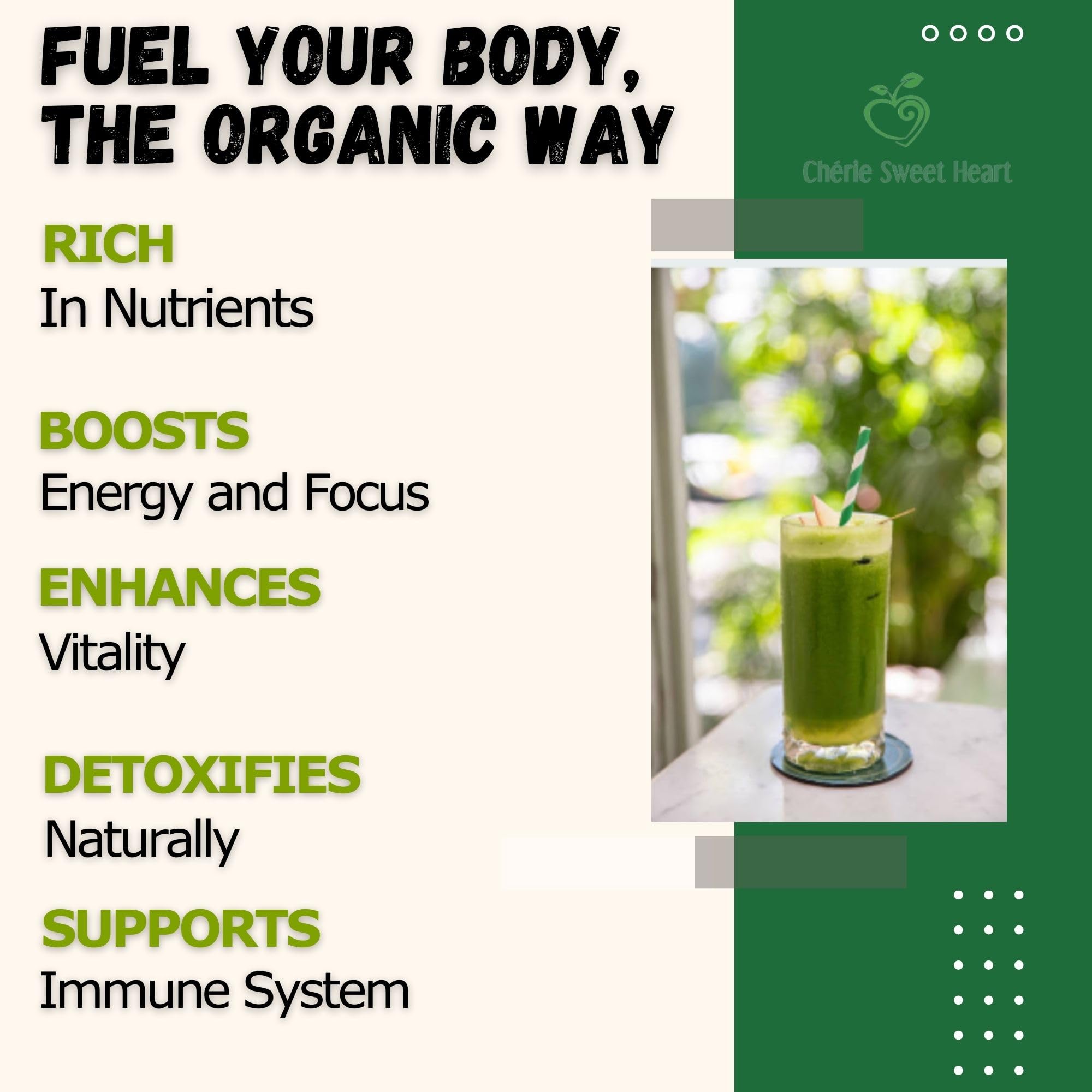 Chérie Sweet Heart Organic Moringa & Spirulina Blend mixed in smoothie