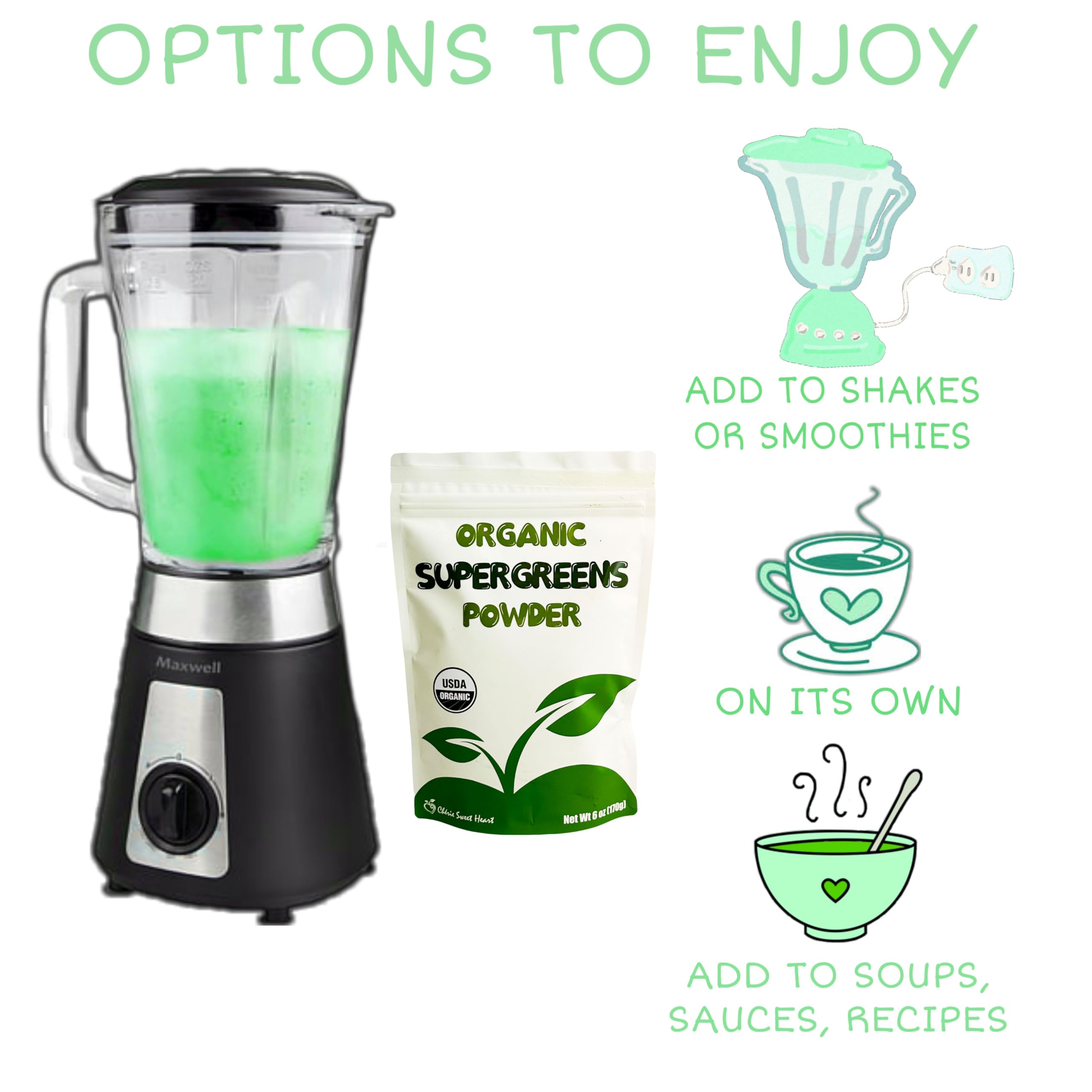 Chérie Sweet Heart Spirulina Superfood Powder scoop with powder