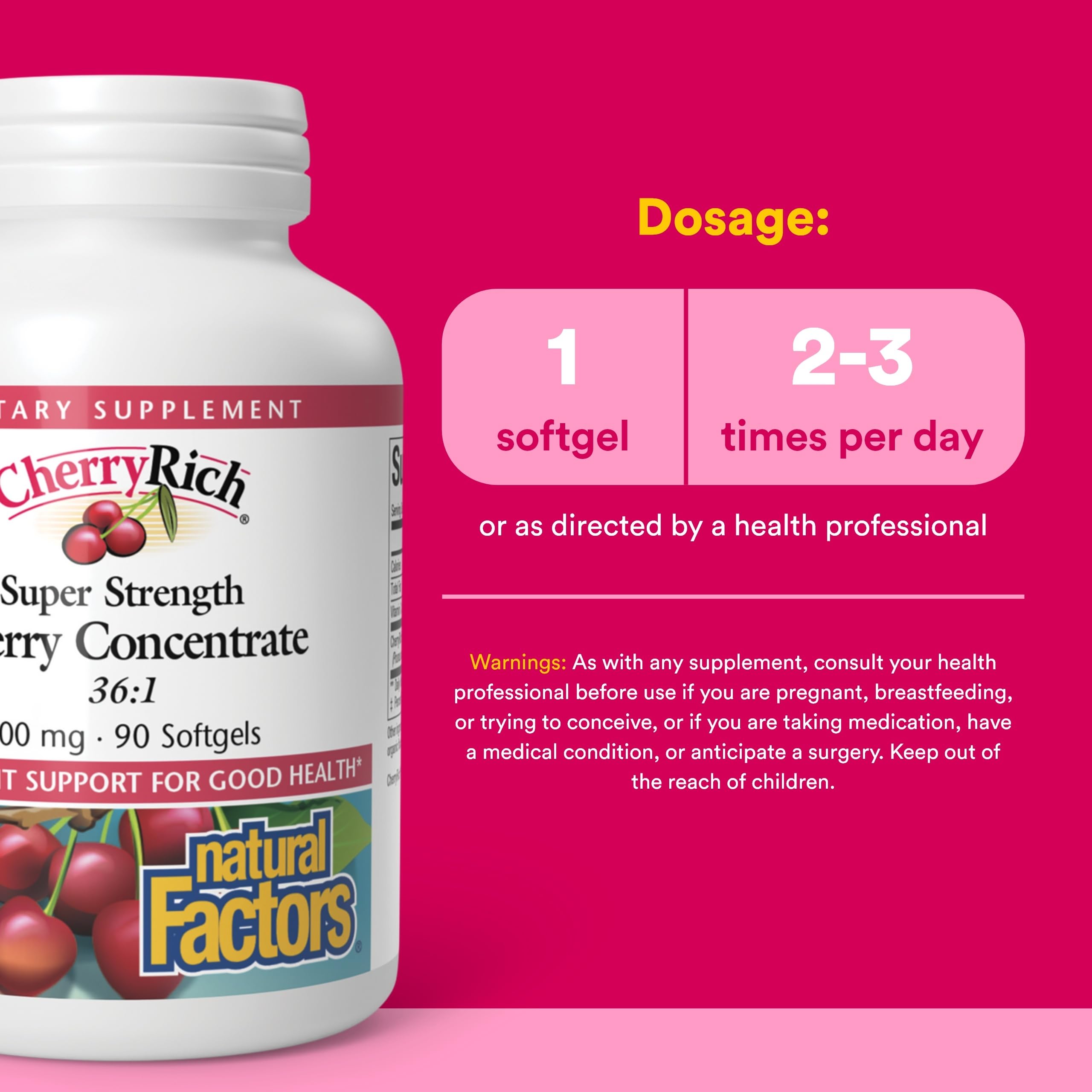 CherryRich Super Strength Cherry Concentrate packaging side view with nutritional information