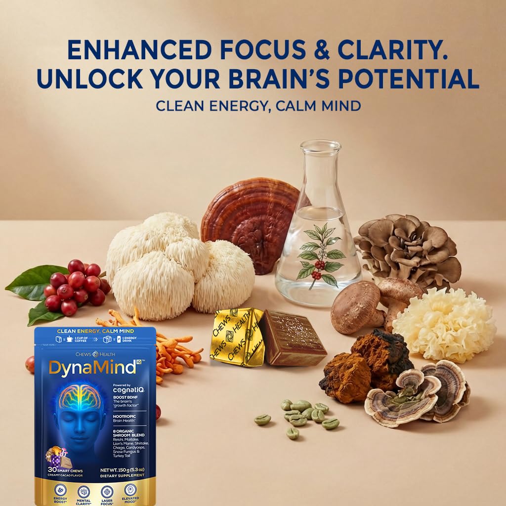 CHEWSHEALTH Brain Health Chews with lifestyle background