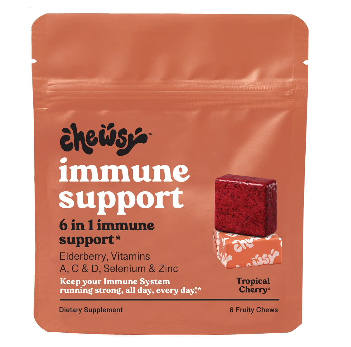 CHEWSY 6-in-1 daily wellness Support Fruity Chews front view