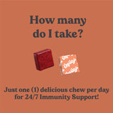 CHEWSY 6-in-1 daily wellness Support Fruity Chews in a hand