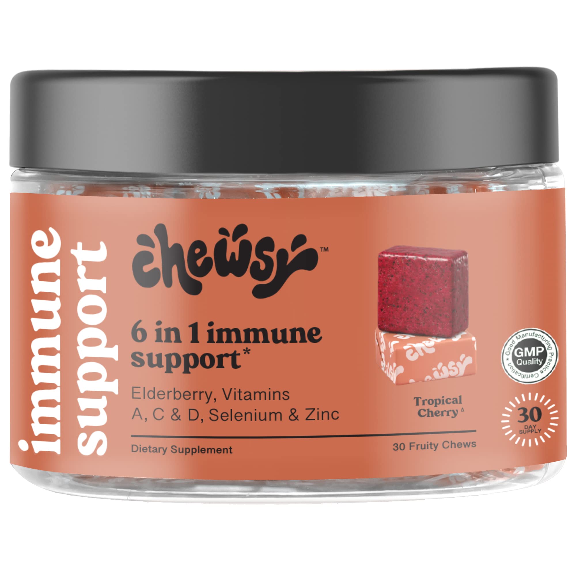 CHEWSY 6-in-1 daily wellness Support Fruity Chews packaging front view
