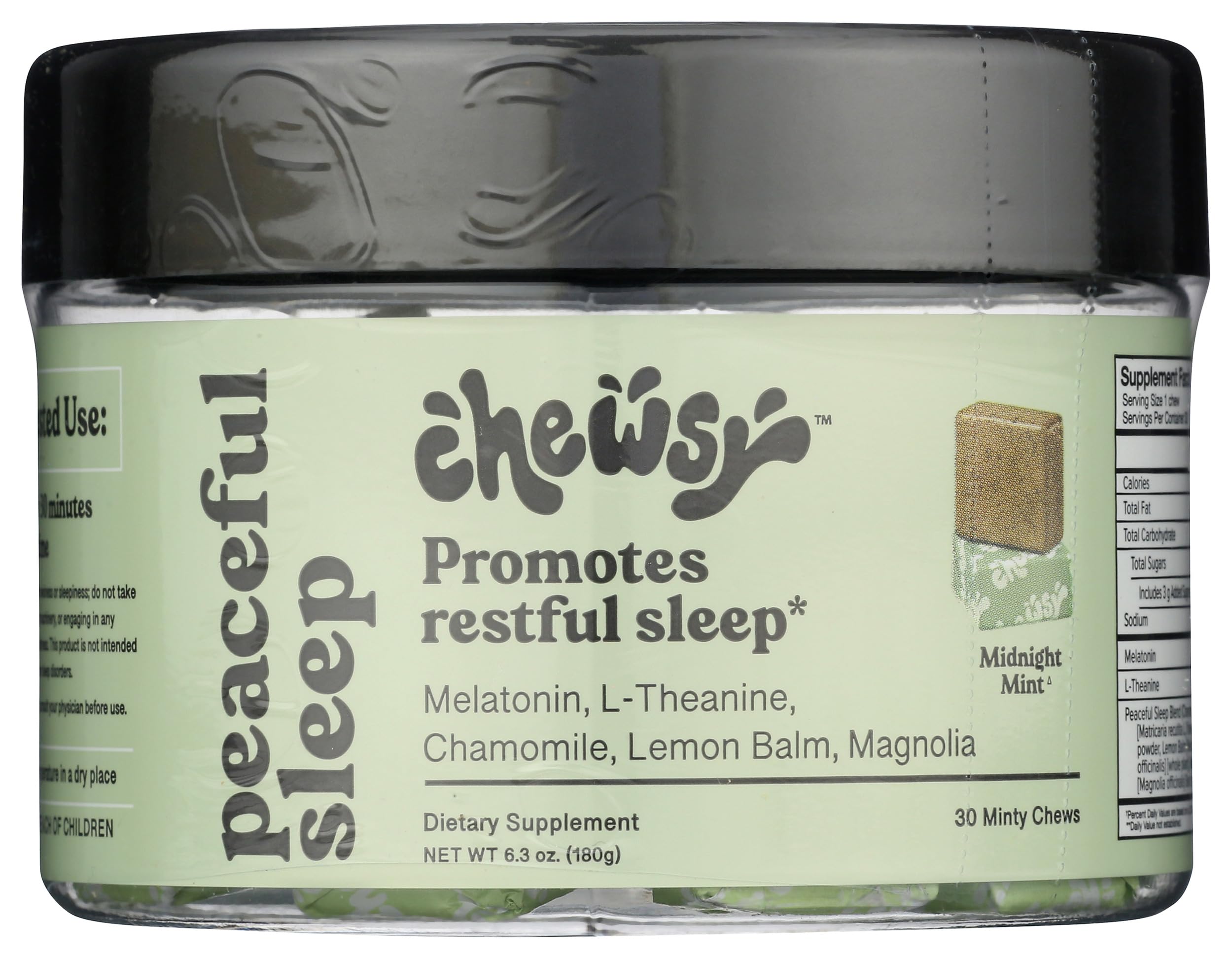 Chewsy Peaceful Sleep Chews showing ingredients