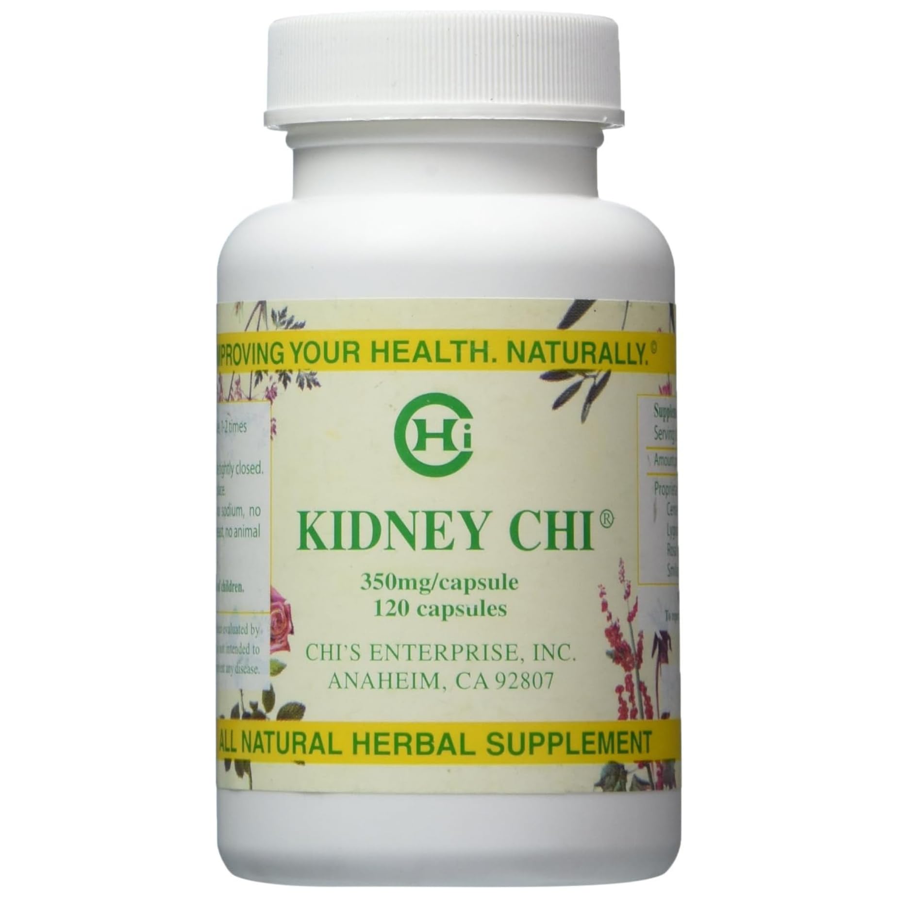 Chi's Enterprise Kidney Chi herbal supplement 120 vegetable capsules front view