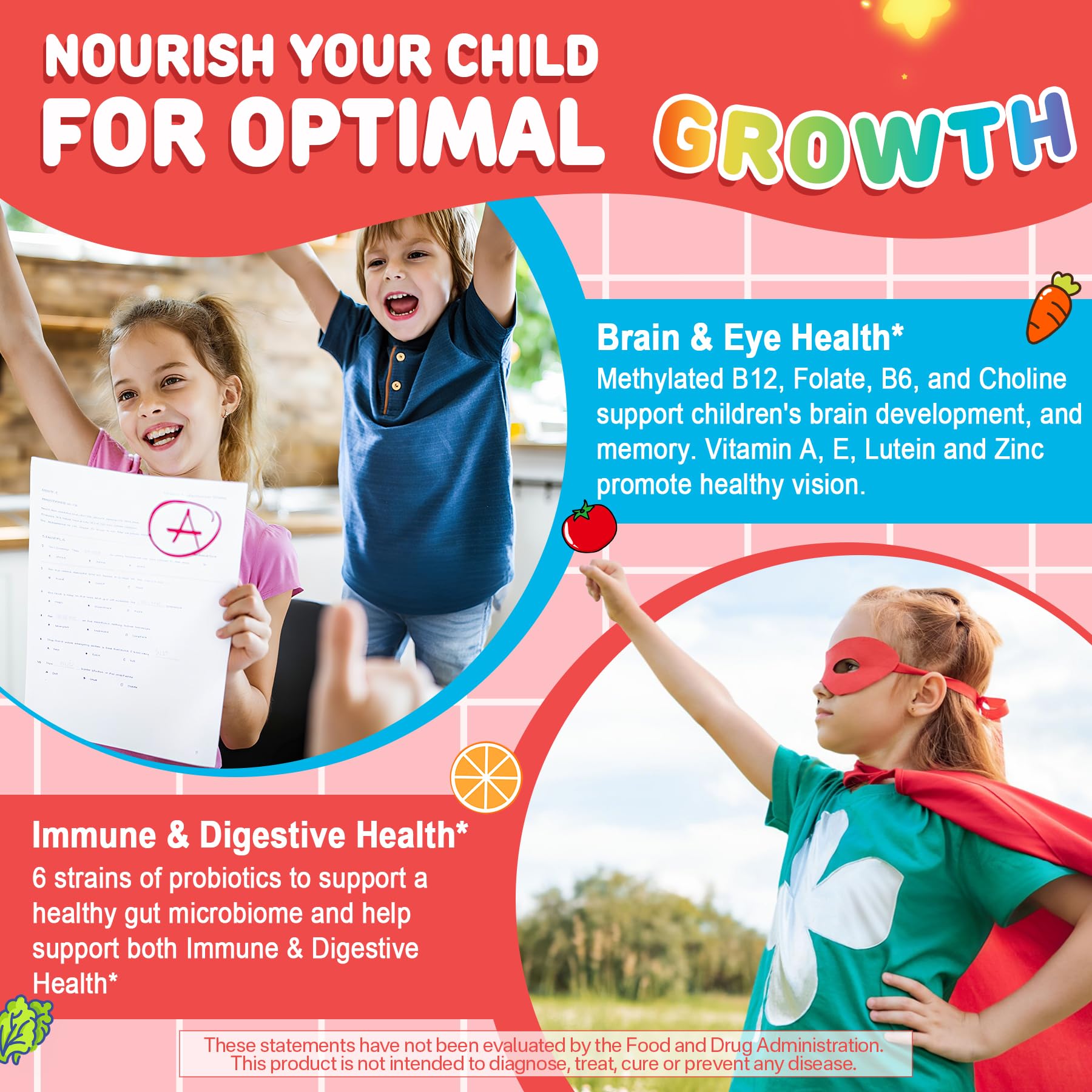 Child holding NEVISS Kids Methylated Multivitamin Gummies with a smile