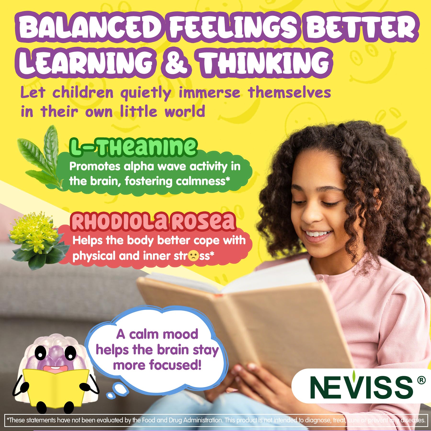 Child holding NEVISS Omega 3-6-9 Gummies