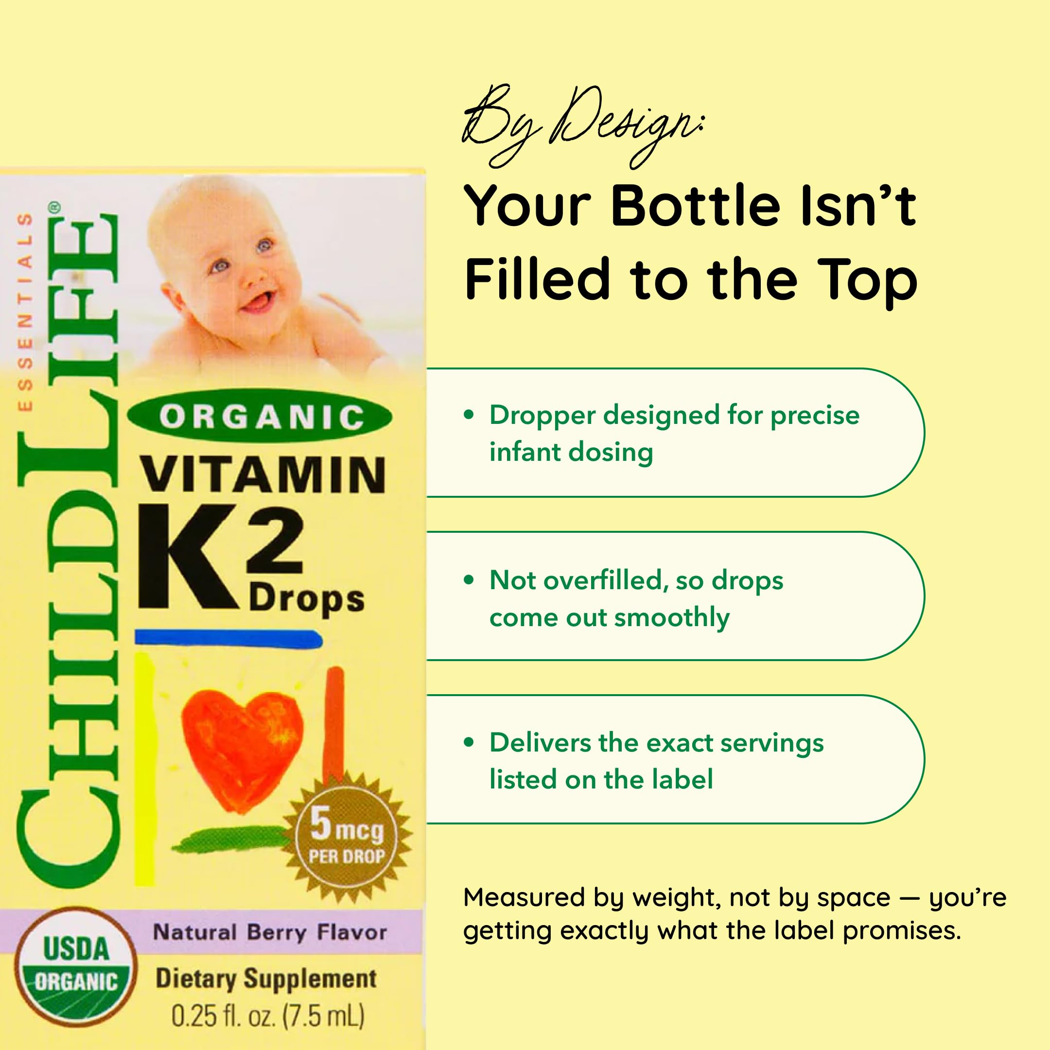 Child holding Vitamin K2 bottle