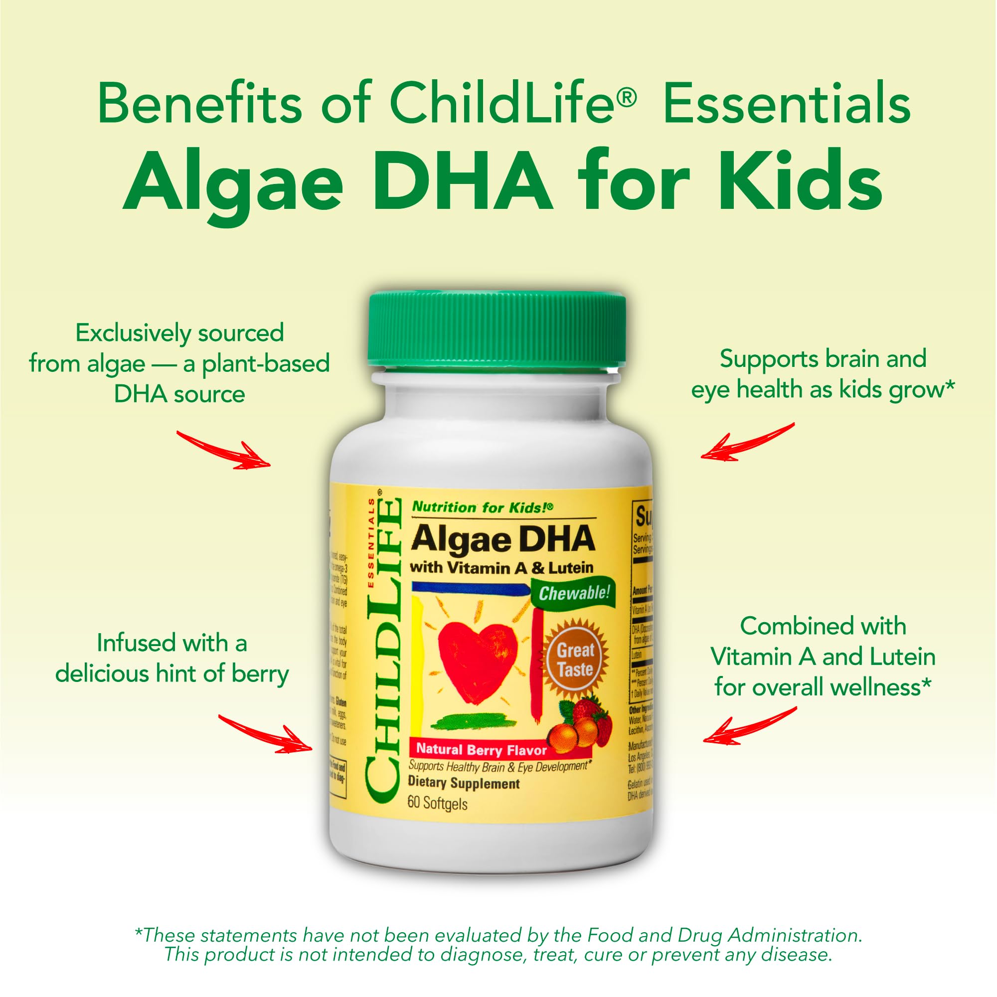 CHILDLIFE ESSENTIALS Algae DHA Chewable Softgels packaging