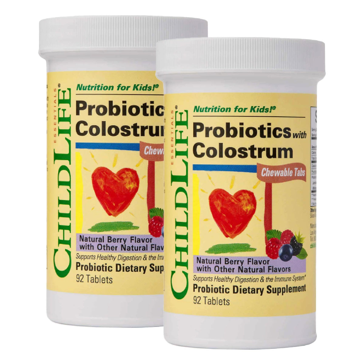 ChildLife Essentials ChildBiotics Probiotics with Colostrum 90 tablets front view