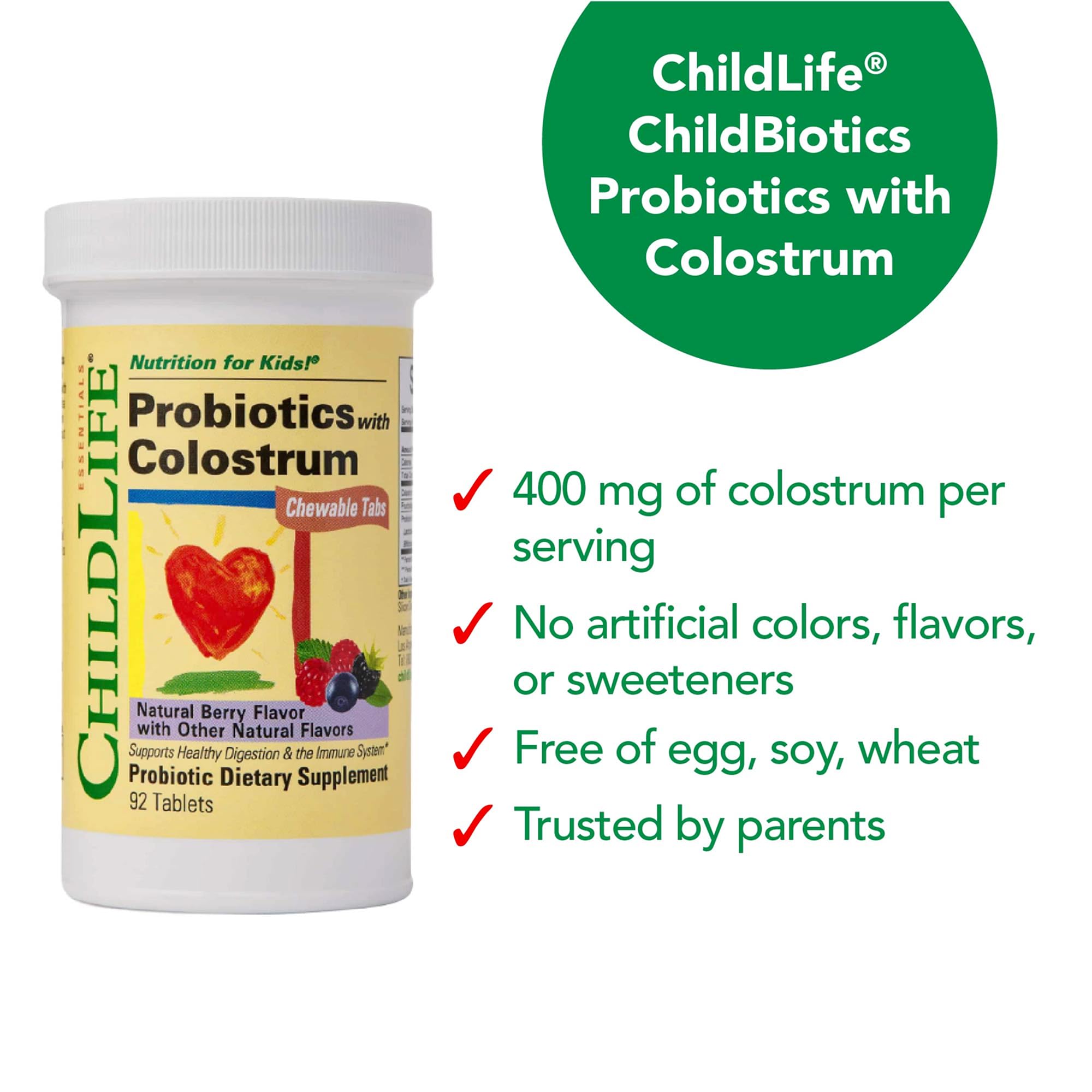 ChildLife Essentials ChildBiotics Probiotics with Colostrum nutritional information