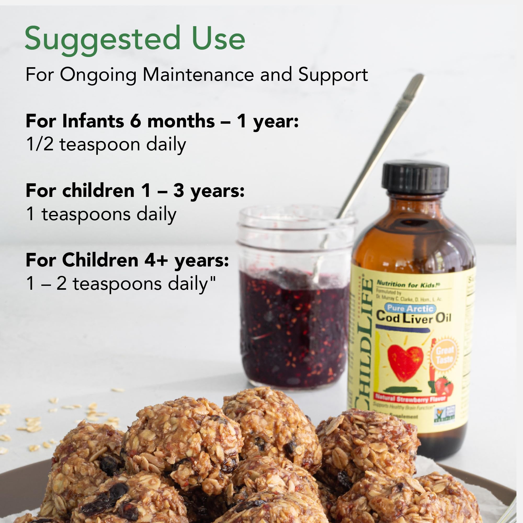 CHILDLIFE ESSENTIALS Cod Liver Oil in a child's hand