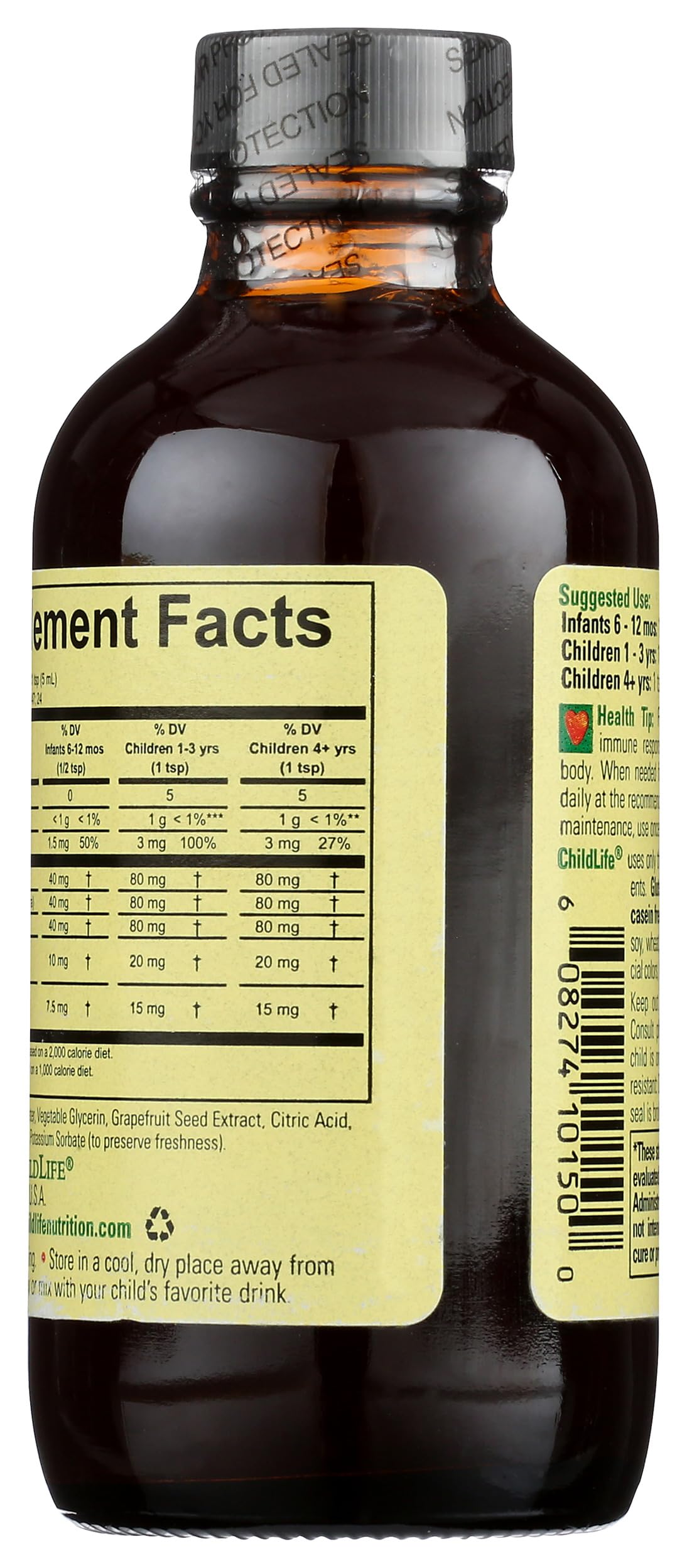 ChildLife Essentials First Defense daily wellness Formula back view with ingredients
