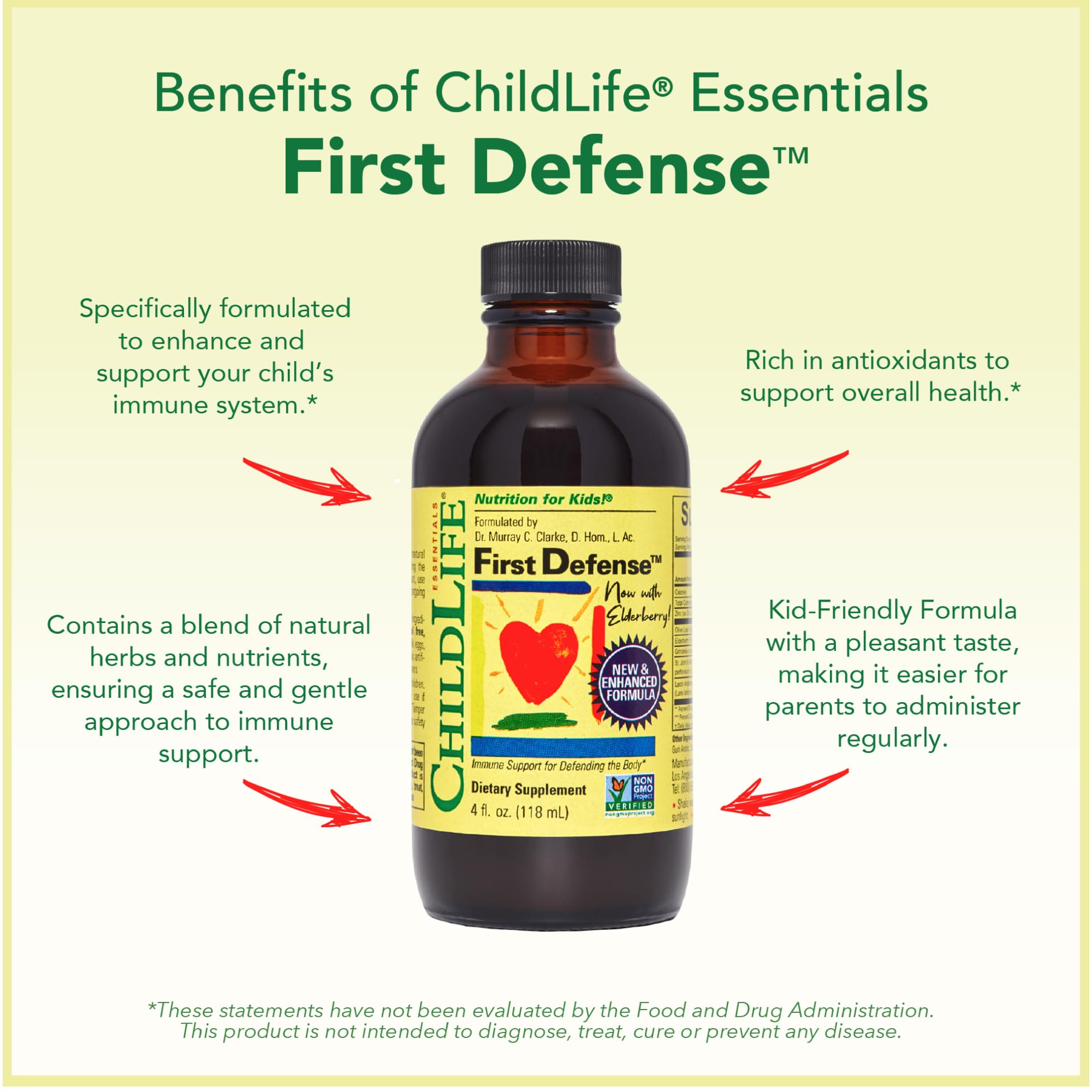 CHILDLIFE ESSENTIALS First Defense Liquid Multivitamin close-up of ingredients