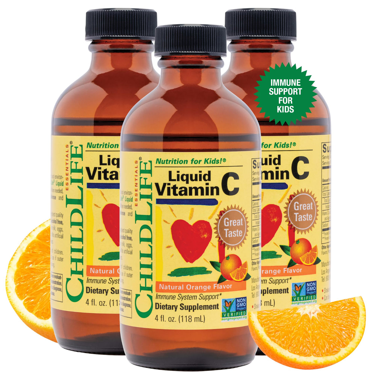 CHILDLIFE ESSENTIALS Liquid Vitamin C front view with natural orange flavour