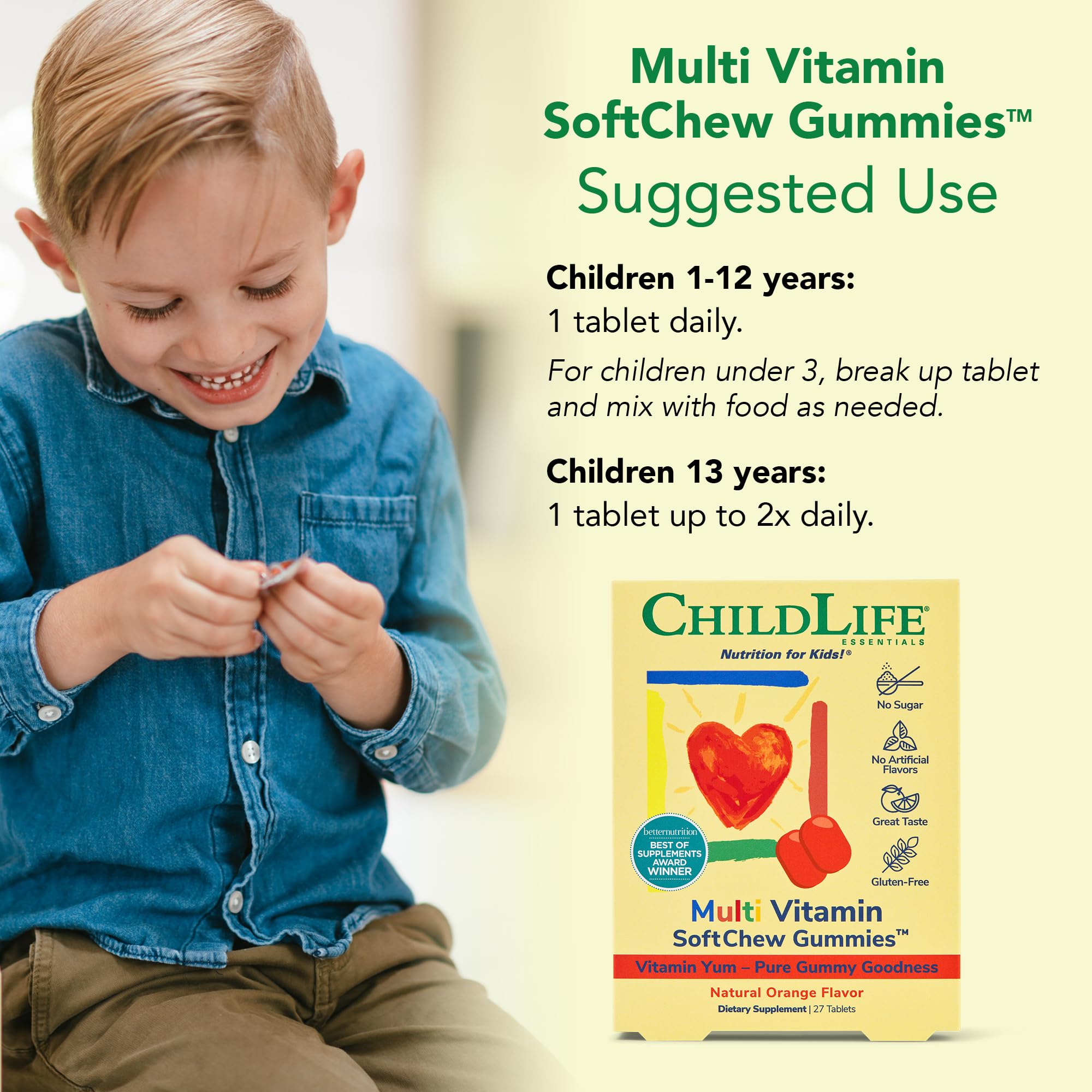 CHILDLIFE ESSENTIALS Multi Vitamin SoftChew Gummies with a measuring spoon