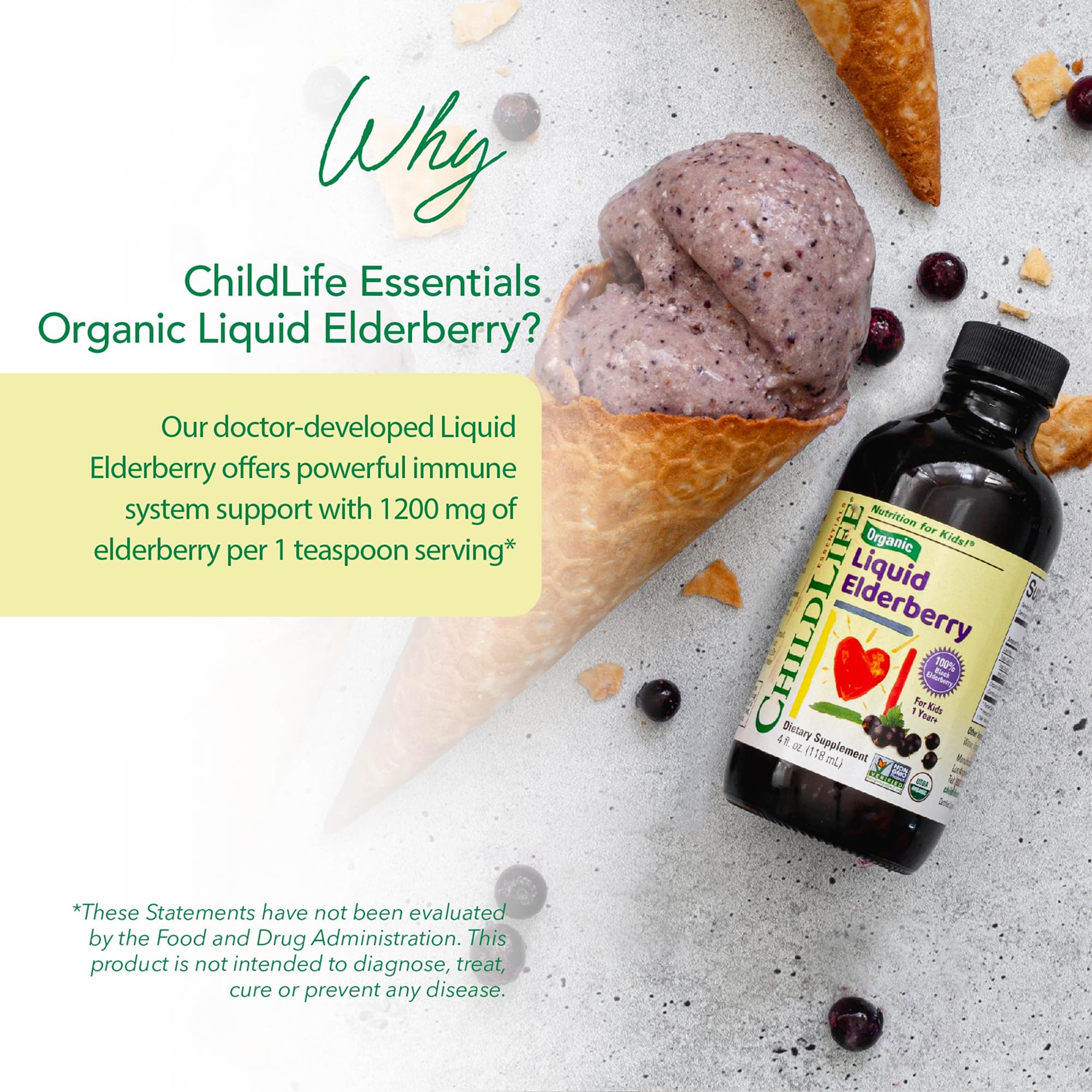 CHILDLIFE ESSENTIALS Organic Liquid Elderberry Syrup with dosage spoon