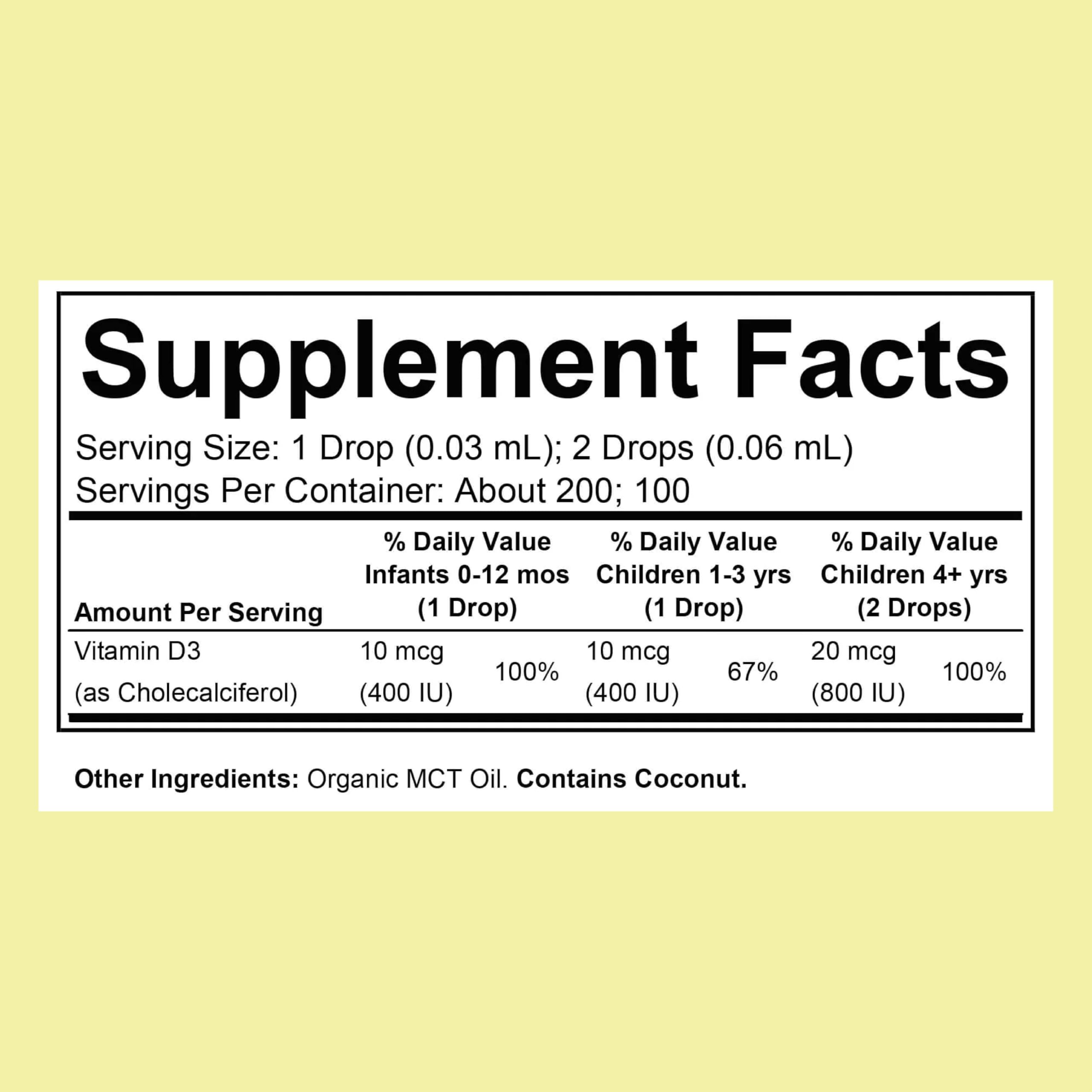 ChildLife Essentials Organic Vitamin D3 Drops 400 IU bottle side view