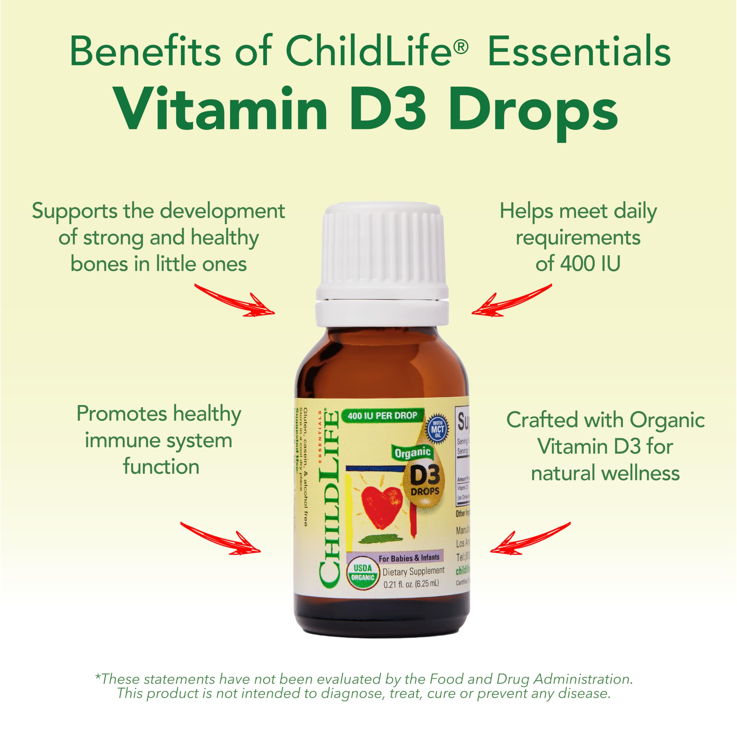 ChildLife Essentials Organic Vitamin D3 Drops 400 IU dosage instructions