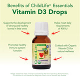 ChildLife Essentials Organic Vitamin D3 Drops 400 IU dosage instructions