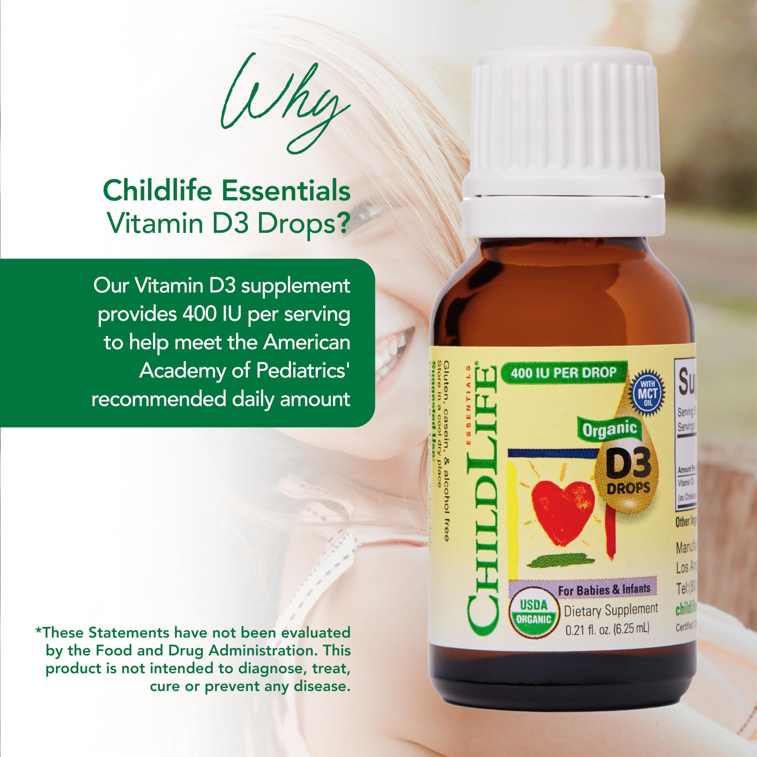 ChildLife Essentials Organic Vitamin D3 Drops 400 IU packaging