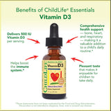 CHILDLIFE ESSENTIALS Vitamin D3 Drops 500 IU with dosage instructions