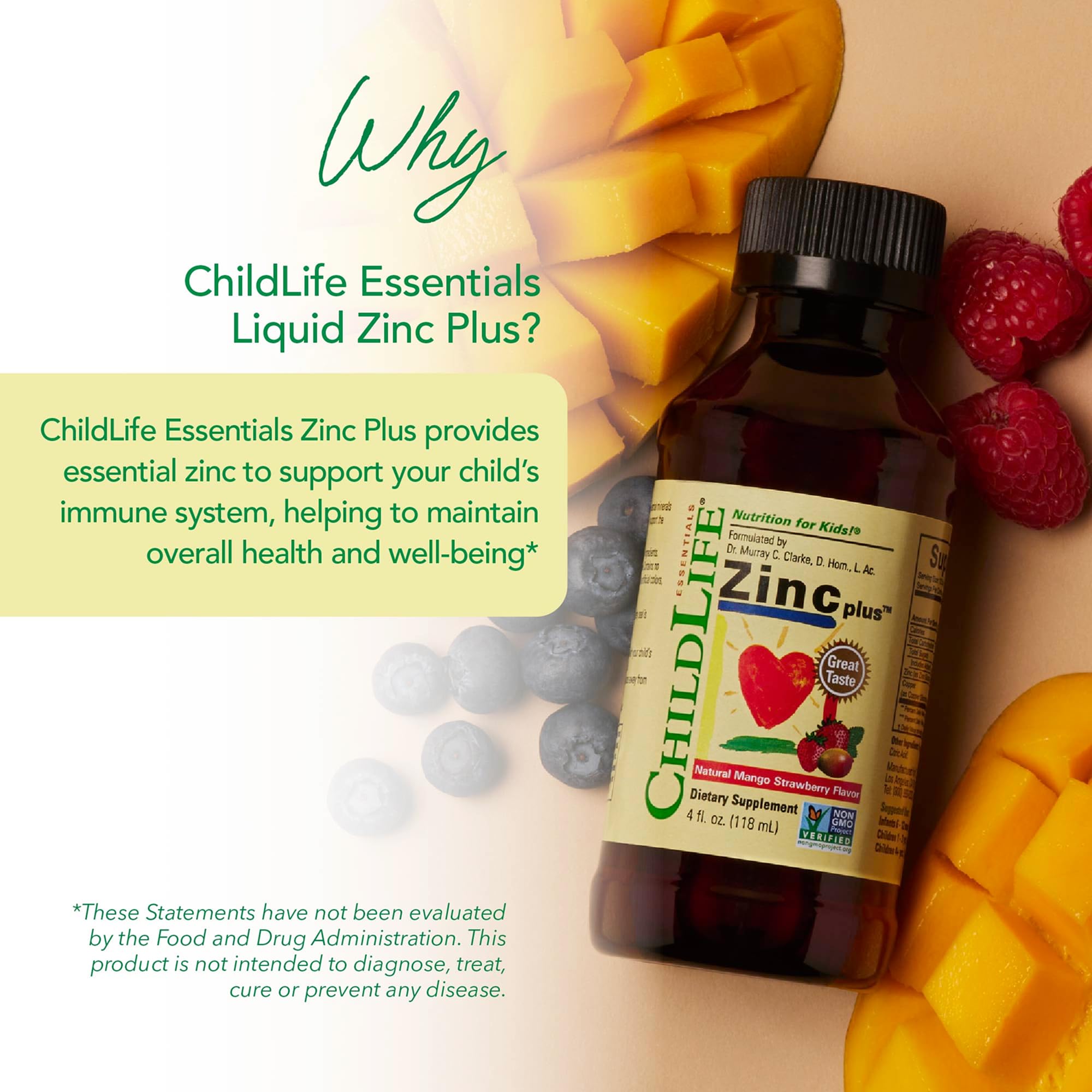 ChildLife Essentials Zinc Plus Liquid Supplement 481g side view
