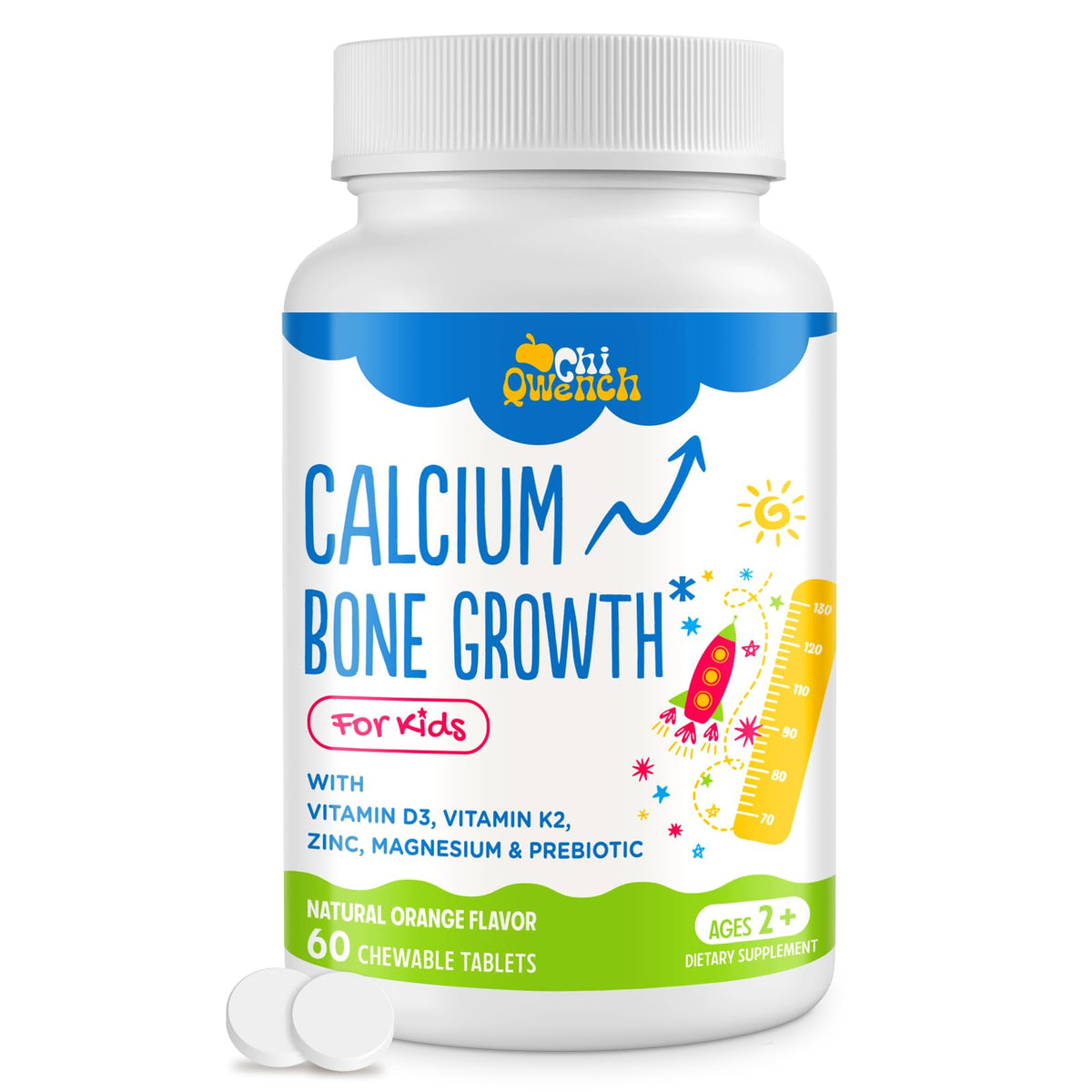 ChiQwench Kids Calcium Supplement chewable tablets front view